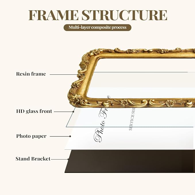 Cuspin Vintage Picture Frame 6x8 Gold Frames, Ornate Floral Resin Photo Frame - Image 6