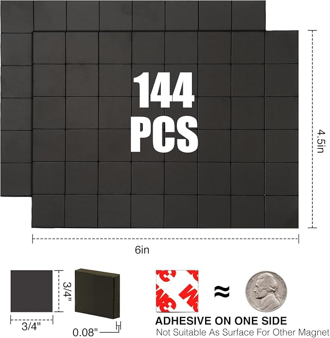 Magnetic Squares with Adhesive Backing, Self Sticky Pre-Cut Magnet Tape Strip - Image 2