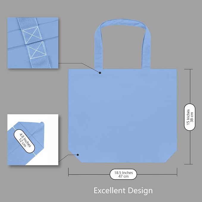 TOPDesign 3-Pack Super Strong Large 12oz Cotton Canvas Tote Bags, Reusable - Image 5