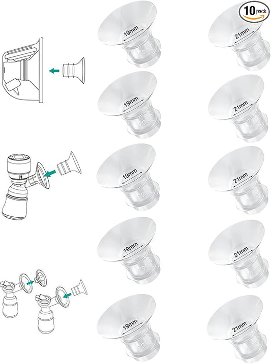 Flange Inserts 10PCS 19/21mm*5,24mm Breast Pump Shields/Flanges Compatible with Momcozy S9/S9pro/S10/S12/S12pro/Spectra/Medela/TSRETE, Reduce 24mm Tunnel Down to Correct Size