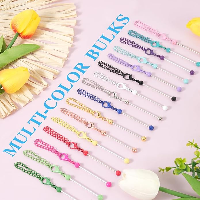 16PCS Beadable Keychain Bar Bulk, Metal Blank Beaded Keychain Bar - Image 7