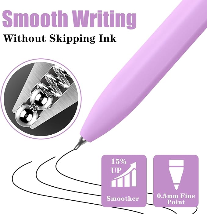 Piochoo 8 Pack Pens, 0.5mm Black Ink Gel Pens, Quick Dry Smooth Writing Morandi - Image 4