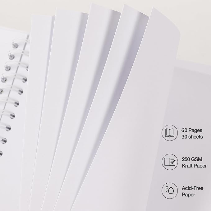 RECUTMS 12 x 12 Inch Scrapbook 60 Page Kraft Paper DIY Wedding Album White | - Image 5