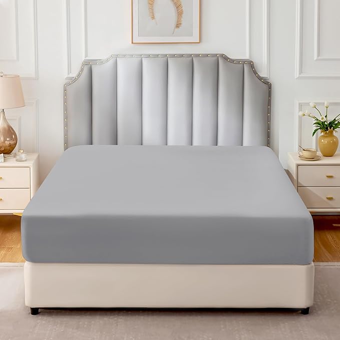 FreshCulture Pure Cotton Fitted Sheets Full Size, 300 Thread Count Percale - Image 2