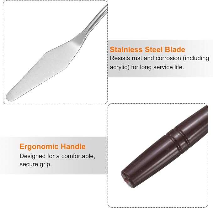 HARFINGTON 8pcs Palette Knife Painting Tool 7.09" Pointed Stainless Steel Blade - Image 5