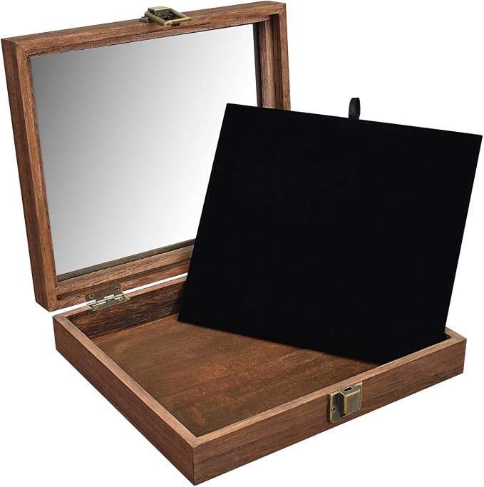 MOOCA Tempered-Glass Top 2 pieces Set Small Wooden Jewelry Display Case - Image 6