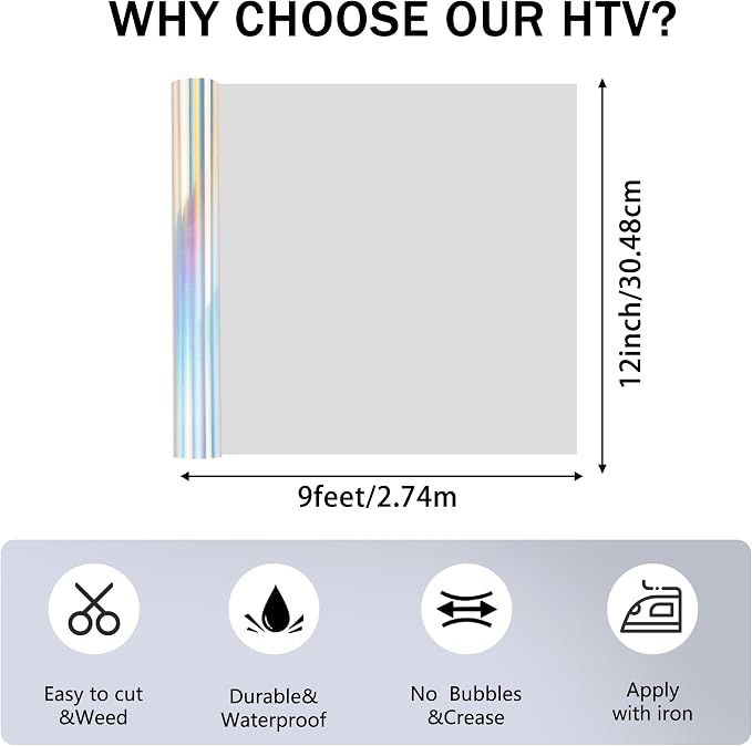 FUNKAKA Heat Transfer Vinyl Rainbow HTV Rolls - Image 2