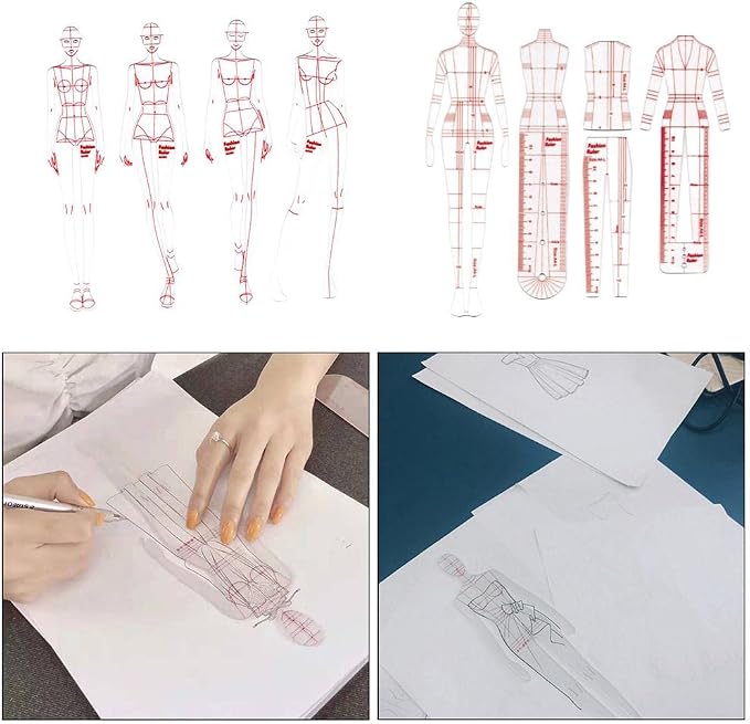 DYNWAVE 8 Pcs French Curve Template Ruler Set, Sewing Humanoid Patterns Design - Image 6