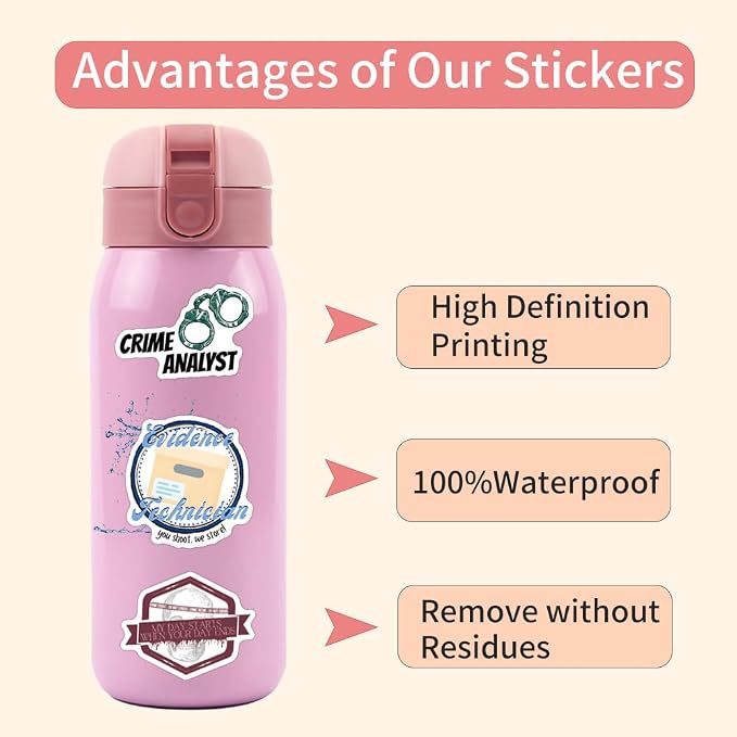 55 Pcs True Crime Forensic Stickers, Cool Detective Mystery Evidence Vinyl - Image 8