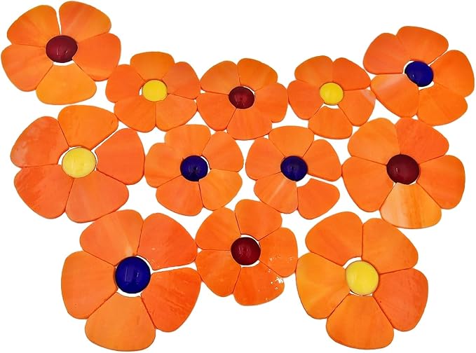 Esweny 12 Flower Stained Glass Mosaic Tiles - Image 7