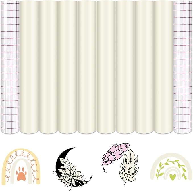 Tintnut Boho Permanent Vinyl 8 Sheets 12''x10'' Ivory White Adhesive Vinyl | by Tintnut