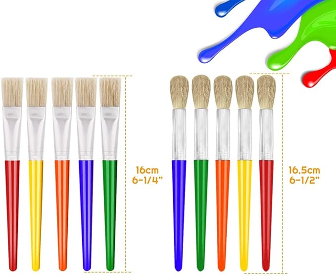 10Pcs Paint Brushes for Kids, Anezus Kids Paint Brushes Toddler Large Chubby - Image 3