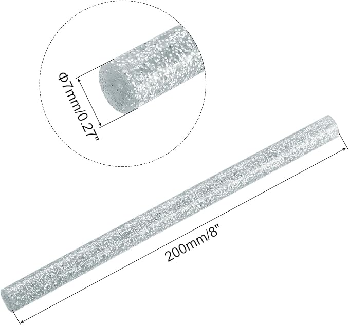 uxcell Mini Hot Glue Sticks for Glue Gun 7mm x 200mm Glitter Silver 12pcs - Image 2