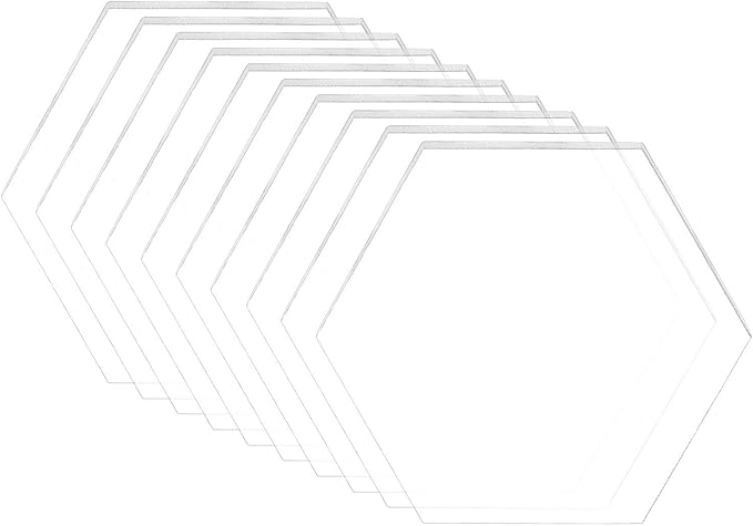 BENECREAT 20PCS 3.2x2.8 Inch Clear Acrylic Sheet Hexagon Cast Sheet by BENECREAT