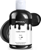 GOTIDEAL Black Fabric Paint for Clothes Permanent, T-Shirts Textile Paint 8.45 by GOTIDEAL