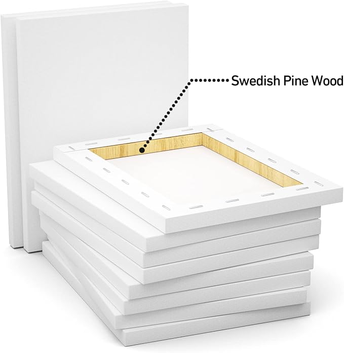 GOTIDEAL Stretched Canvas, 5x7 Inch Set of 10, Primed White - Image 3