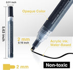 AKARUED Black Acrylic Paint Markers, 8 Pack Acrylic Black Paint Pen Sets - Image 3