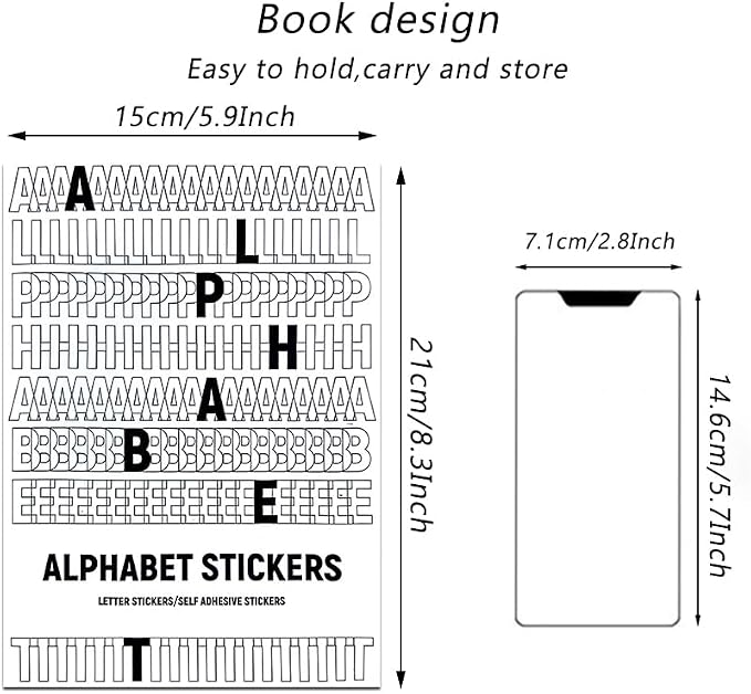 PRSTINCOL 3456 Pcs 36 Sheets Colorful Alphabet Stickers Pad, 9 Colors Self - Image 5