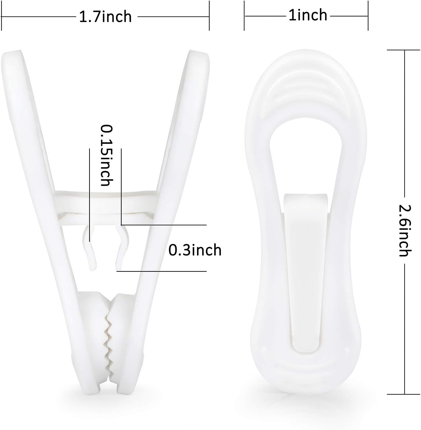 Tinfol White Plastic Hanger Clips, 24 Pack Hanger Clips- Strong Pinch Grip Finger Clips for Plastic Clothes Hangers, Multi-Purpose Hangers Clips