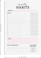 CARDAMONOLY Habit Tracker Notepad in Black and Light Pink- 50 Page Tear Off - Image 4