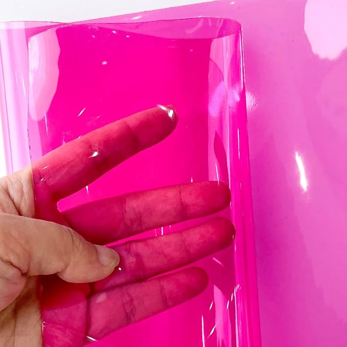 HYANG DeepPink Transparent PVC Super Clear Holographic Vinyl Faux Leather - Image 2