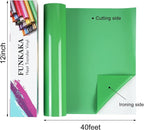 FUNKAKA Fruit Green Heat Transfer Vinyl Rolls, Adhesive Glossy HTV Vinyl - Image 2