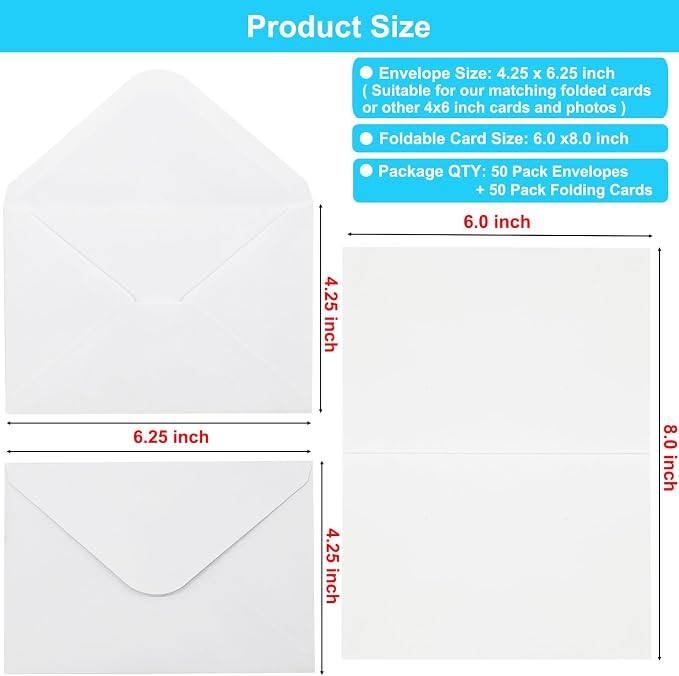 50 Pack Blank Cards and Envelopes 4x6, Folded Cardstock - Image 2