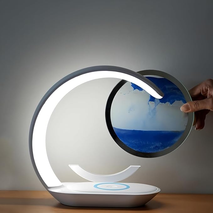 Moving Sand Art Lamp, Crescent LED Table Lamp - Image 5