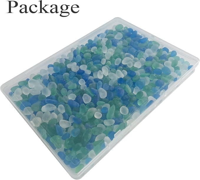 Glass Stones, 0.85LB/385g Mix Blue Green White Glass Rocks - Image 4