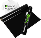 VINYL FROG Black Heat Transfer Vinyl Roll 12" x5ft Matte HTV Vinyl | Black Iron by VINYLFROG