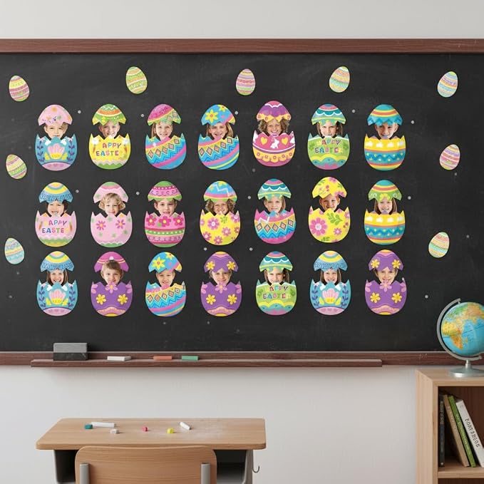 60pcs Easter Egg Theme Cutouts Easter Bulletin Board Decorations Spring Egg - Image 5