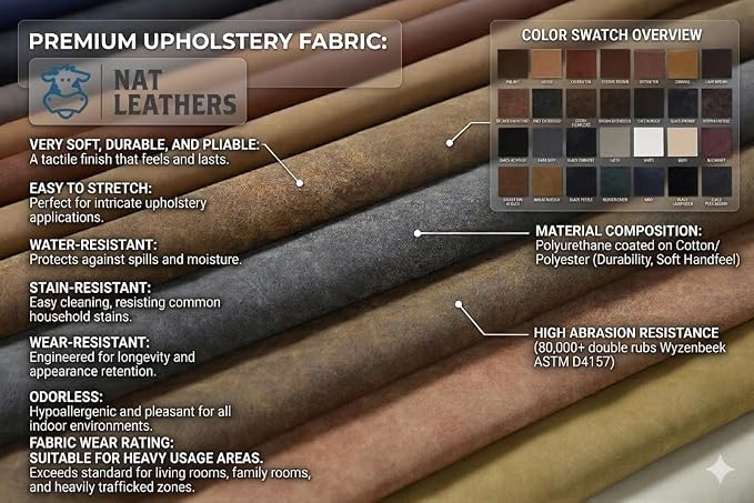 NAT Leathers | Black Dull Matte Calf Soft Faux Vegan Leather Fabric Sheet PU - Image 3