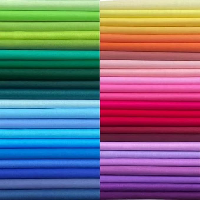 HANPATQUI 50PCS 5 x 5 inch Solid 100% Cotton Fat Quarters Fabric by HANPATQUI