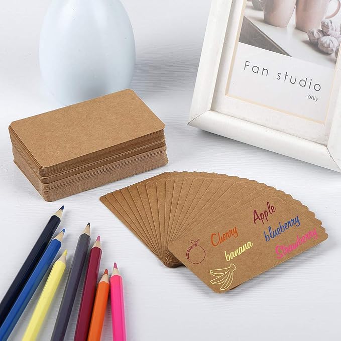 Nettbe 100pcs 3.54"x2" Blank Kraft Paper Business Card, Words Message Notes - Image 3