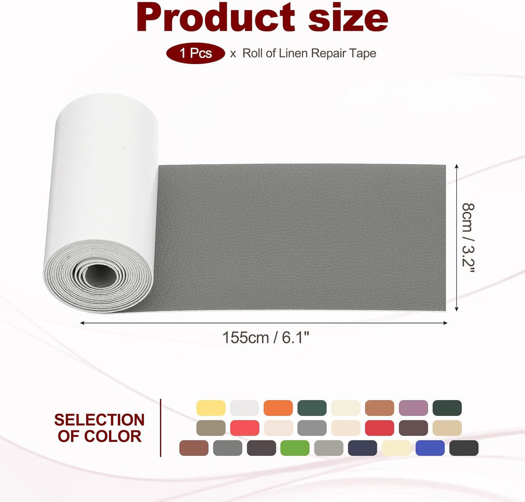 PATIKIL Leather Patches Tape for Furniture, 3.2 x 61 Inch Self Adhesive Vinyl Leather Repair Kit Cover Sheet for Couch, Sofa, Car Seats, Office Chair, Deep Gray