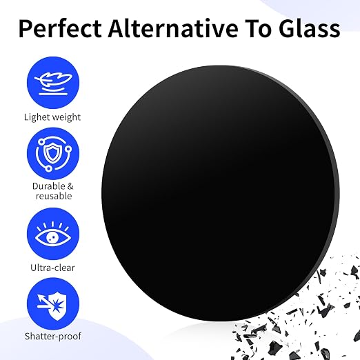 Art3d Round Black Plexiglass Sheets, 12 Inch Diameter, 1/8" Thick | Circle - Image 7