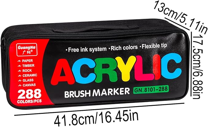 288 Colors Bag Acrylic Paint Markers Set, Soft Flexible Brush Markers - Image 3