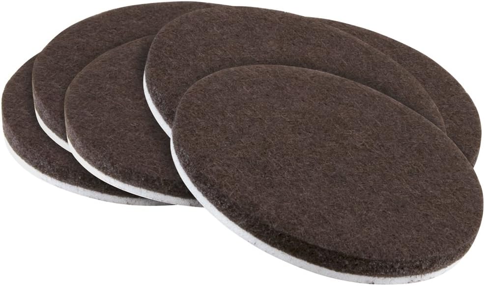 SOFTTOUCH 4723295N Heavy Duty 2 Inch Felt Furniture Pads to Protect Hardwood Floors from Scratches, Brown, 6 Count