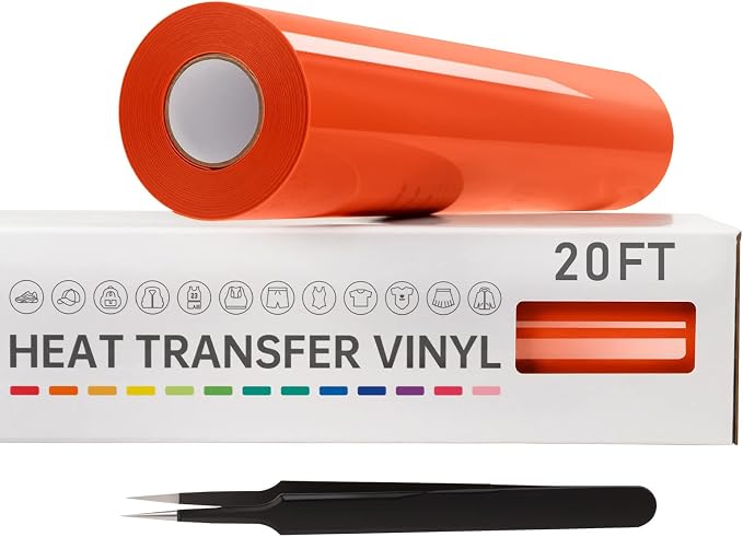 VinylRus Heat Transfer Vinyl-12” x 20ft Orange Iron on Vinyl Roll by VinylRus