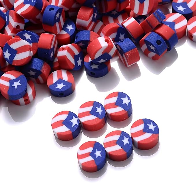 100pcs Flag Clay Beads for Jewelry Making, Polymer Clay Spacer Beads for DIY - Image 7