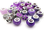 50pcs Assorted Purple Resin Imitation Glass European Large Hole Beads - Image 3