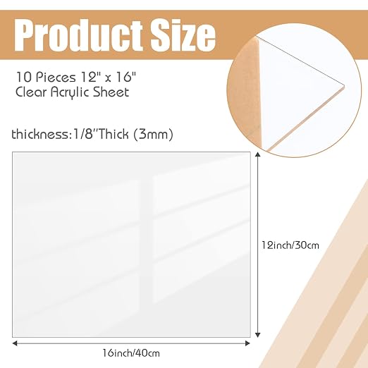 Wesiti 10 Pieces Clear Acrylic Sheet Cast 1/8" - Image 2
