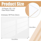 Wesiti 10 Pieces Clear Acrylic Sheet Cast 1/8" - Image 2
