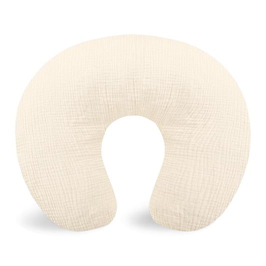 Hooyax Muslin Nursing Pillow Covers Only, Soft and Breathable Nursing Covers for Breastfeeding Pillows, Adorable Infant Feeding Pillow slipcover for Baby Boy and Girls (Wheat)