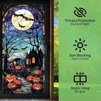 Halloween Stained Glass Window Film 17.71x39.97 Inch Pumpkin Carriage Ghost - Image 2