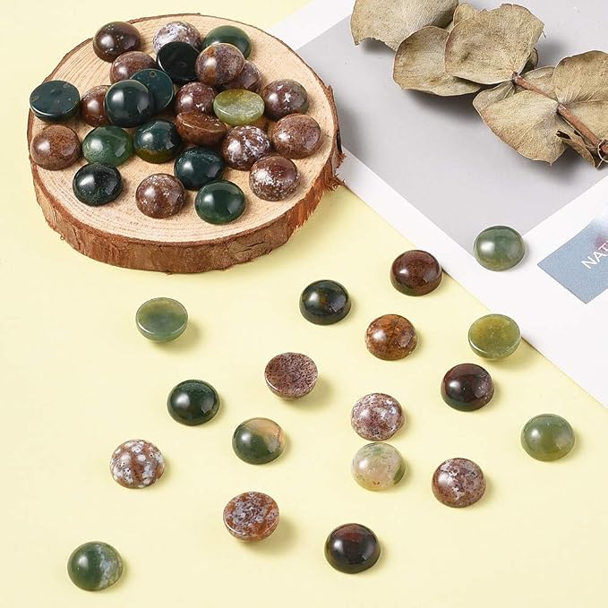 FASHEWELRY 50Pcs Natural Indian Agate Cabochons Flat Back Gemstone Cabochons - Image 4