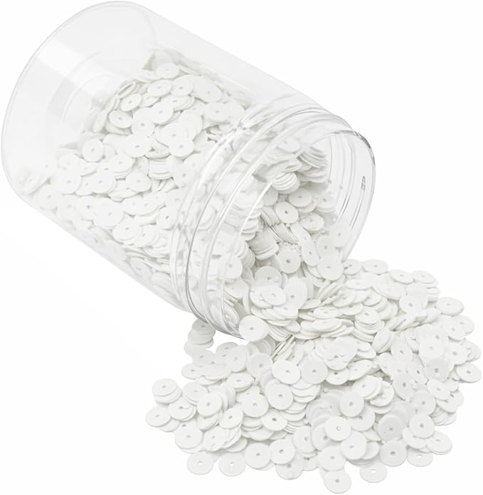 Mandala Crafts 6mm Flat Round White Sequins by MandalaCrafts