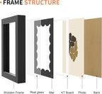 4x6 Picture Frame with Real Glass, Wooden cute 4 x 6 Photo Frame with Wavy Mat - Image 5