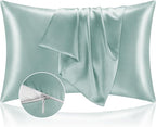 BEDELITE Satin Pillowcase with Zipper 2 Pack, Haze Blue Pillow Cases Standard by BEDELITE