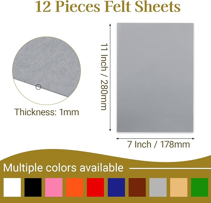 12 Pcs Felt Sheets, 7x11 Inch Stiff Felt - Image 2